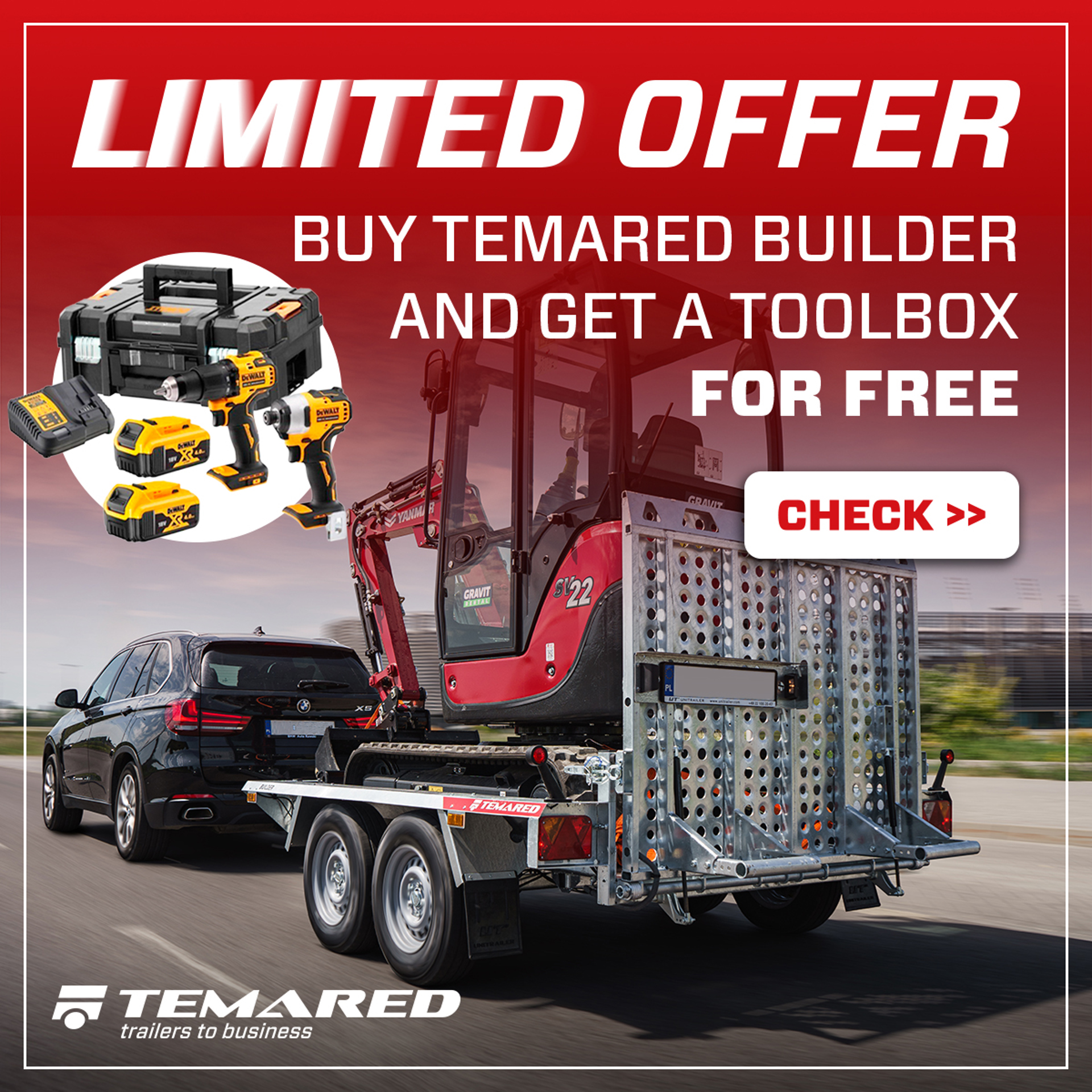 Besplatan kofer s alatom uz kupnju Temared Builder prikolice!