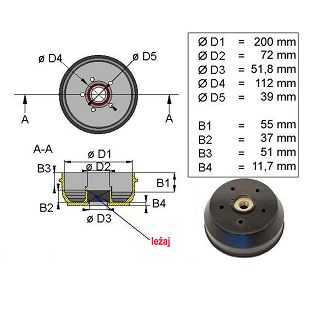 DOBOŠ KNOTT 200x50 5x112 1500 kg Compact