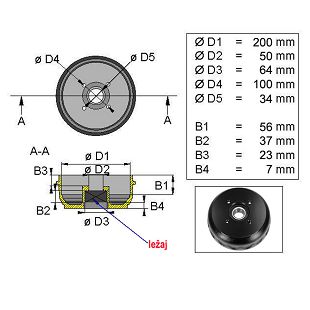 DOBOŠ KNOTT 200x50 4x100 Compact ležaj