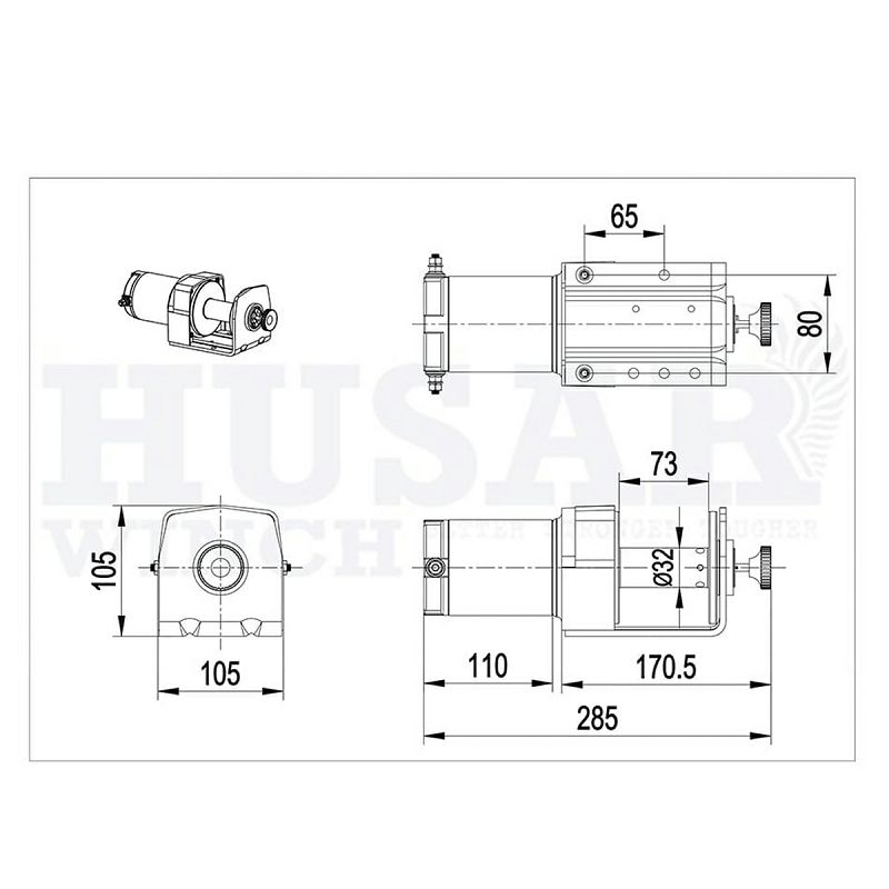 VITLO ELEKTRIČNO HUSAR WINCH BST 2000 LBS+sajla 15 m 907 kg