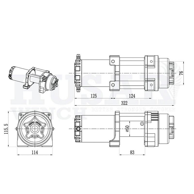 VITLO ELEKTRIČNO HUSAR WINCH BST 3500 LBS+sajla 12 m 1587 kg