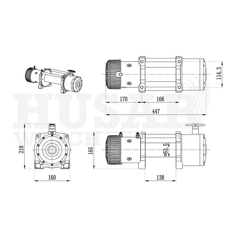 VITLO ELEKTRIČNO HUSAR WINCH BST 8500 LBS+sajla 24 m 3856 kg