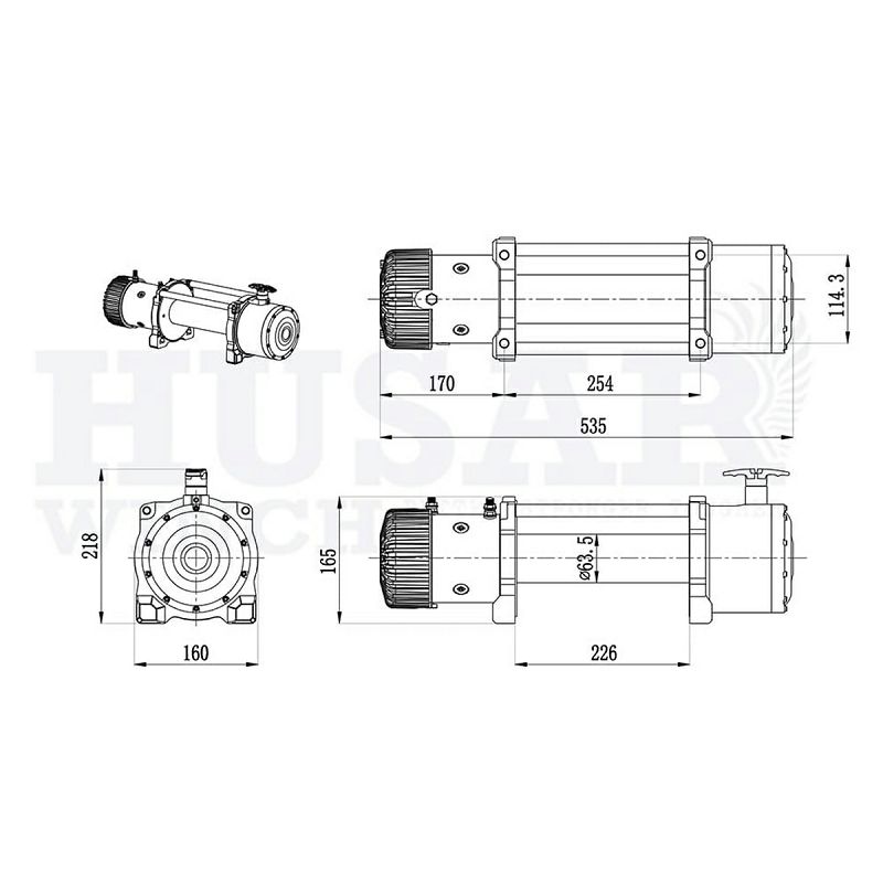 VITLO ELEKTRIČNO HUSAR WINCH BST 10000 LBS+sajla 28 m 4536 kg