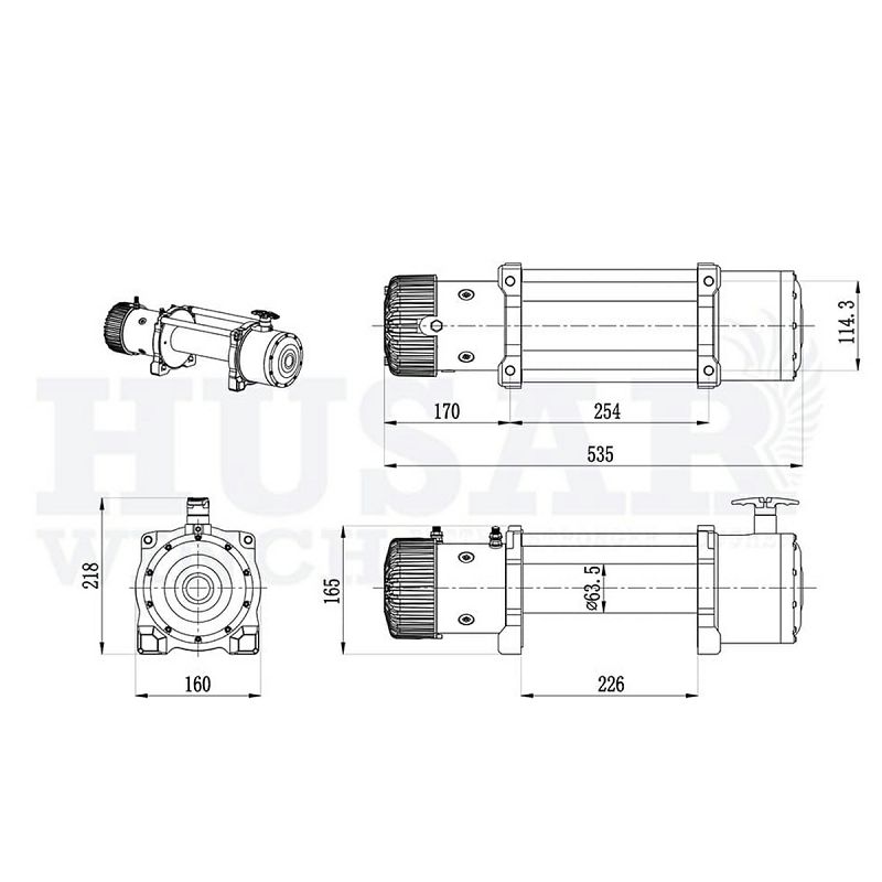 VITLO ELEKTRIČNO HUSAR WINCH BST 12000 LBS+sajla 25 m 5443 kg