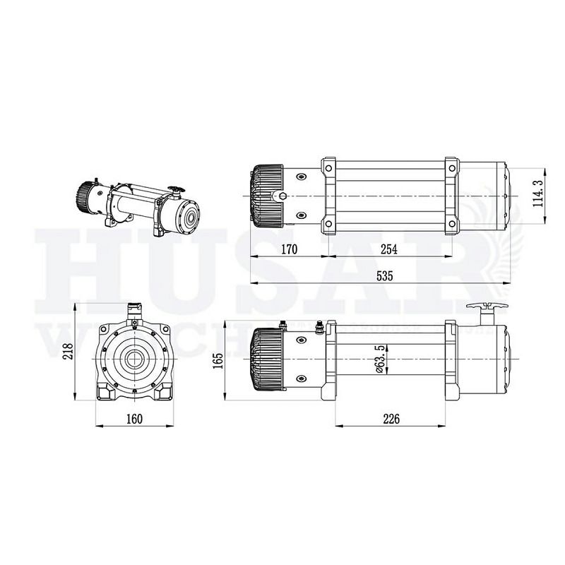 VITLO ELEKTRIČNO HUSAR WINCH BST 13000 LBS+sajla 25 m 5897 kg