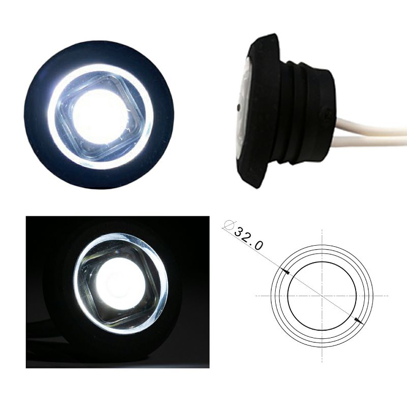 LED marker FT-074 B bijeli fi 32 mm 12/24V+15 cm kabel