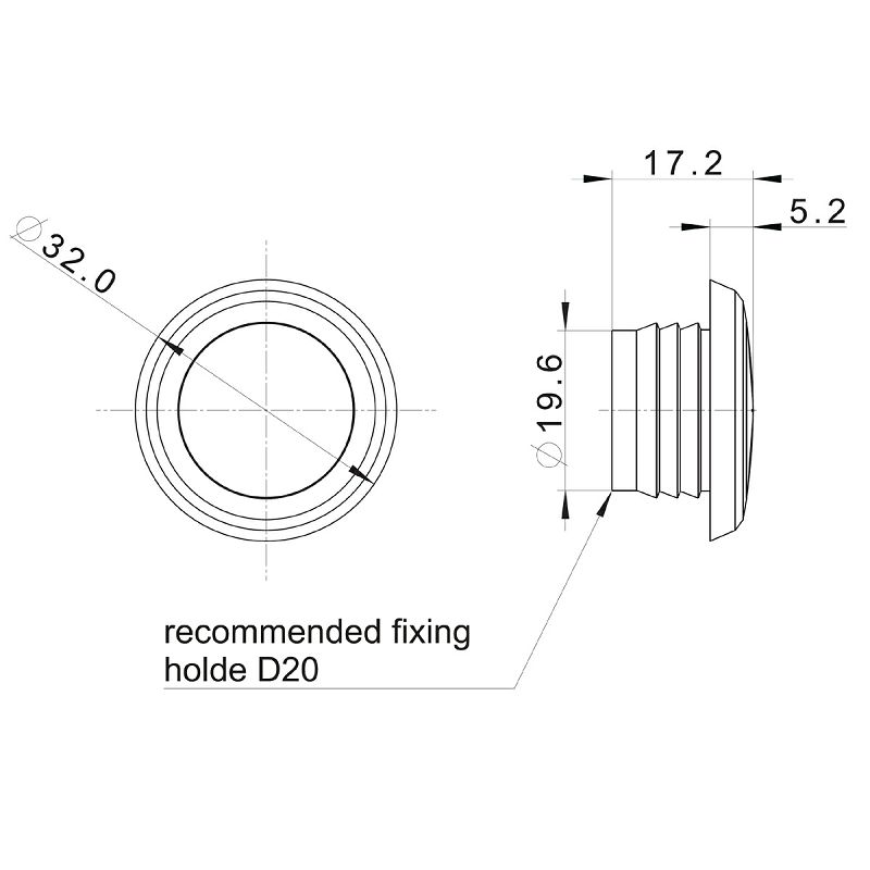 LED marker FT-074 B bijeli fi 32 mm 12/24V+15 cm kabel