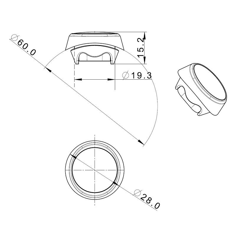 LED marker FT-074 B bijeli fi 32 mm 12/24V+15 cm kabel