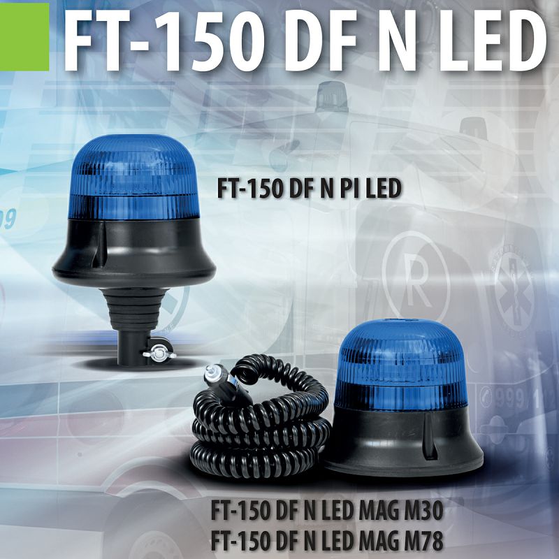 LED rotirka plava FT-150 3S DF N -12/24 V montaža na 3 vijka+kabel 1,5 m