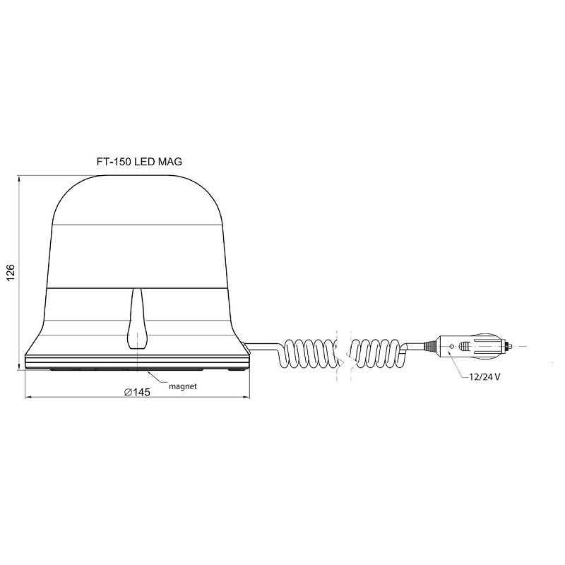 LED rotirka plava FT-150 3S DF N MAG M78 -12/24 V  magnet+spiralni kabel