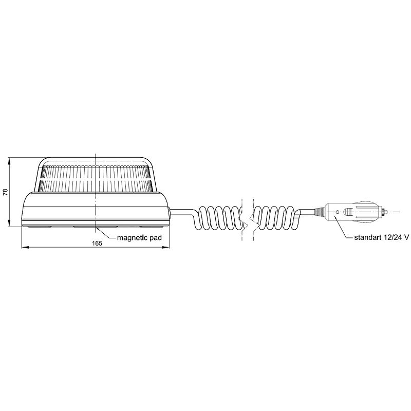 LED rotirka FT-101 -12/24 V montaža magnet+spiralni kabel