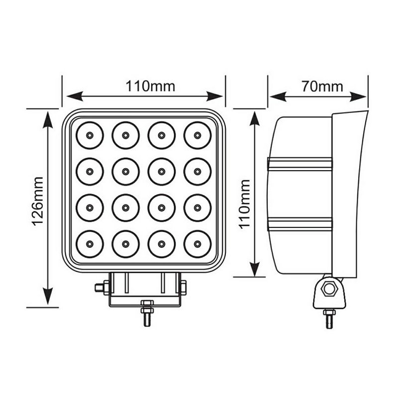 LED radna lampa L0081S - 16xLED-usmjereno svjetlo