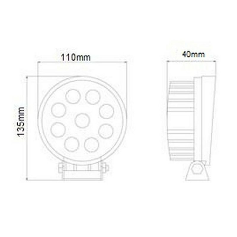 LED radna lampa L0076S - okruglo 9xLED-usmjereno svjetlo