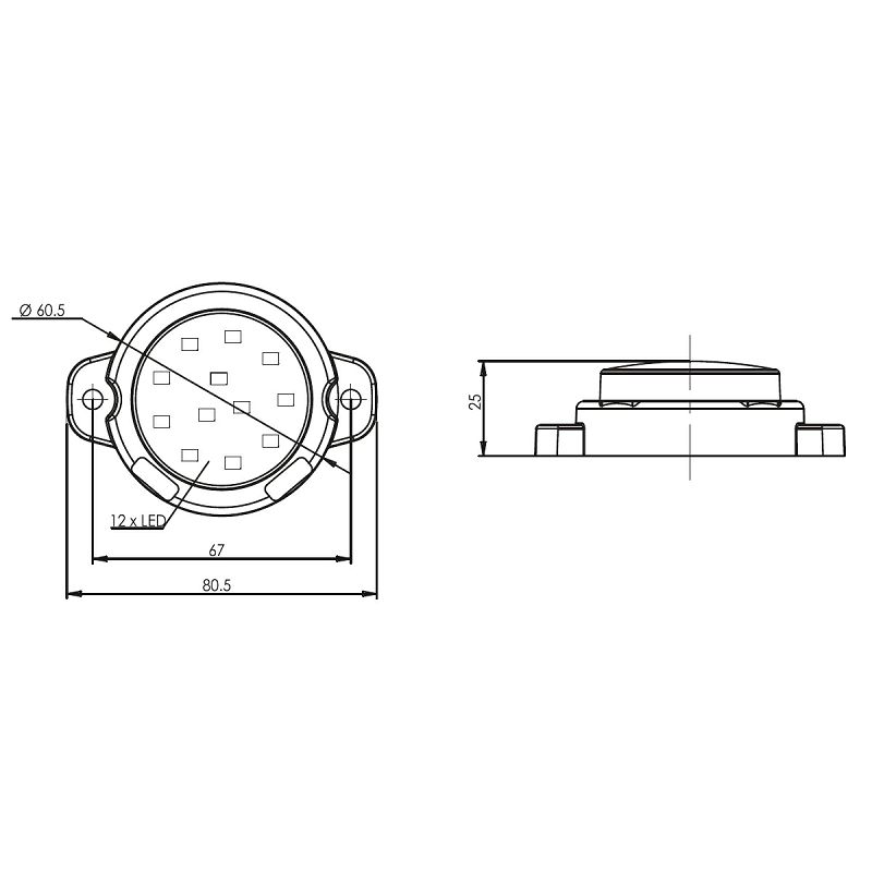 LED rikverc svjetlo W236-1531 AR, 12/24 V