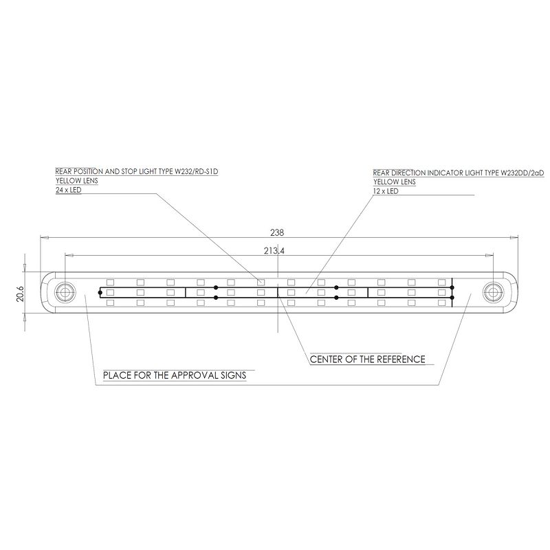 LED svjetlo W232/1505 - žmigavac+štop+pozicija, 12V/24V