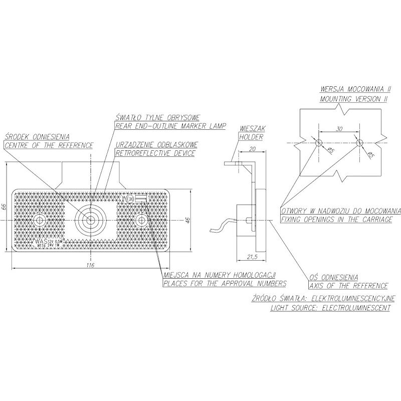 LED marker W17d/103Z crveni - sa nosačem