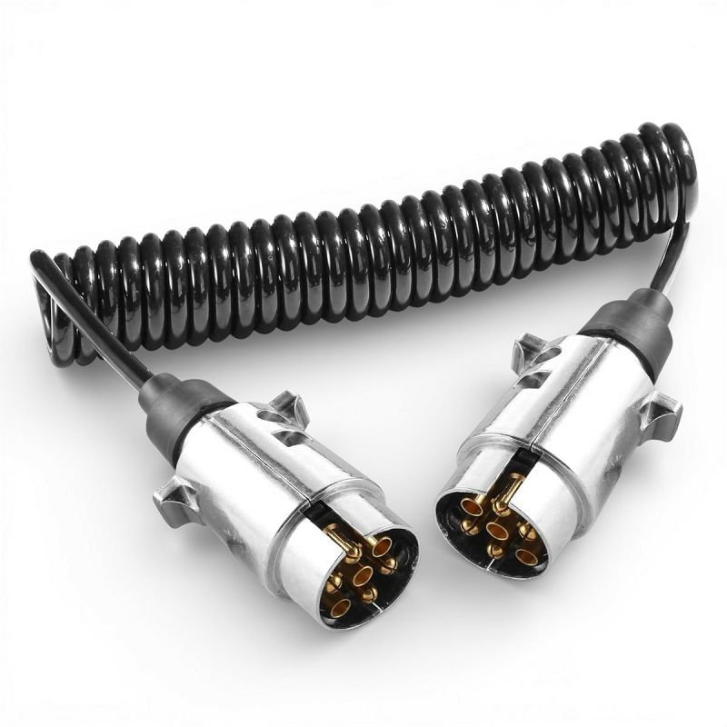 Kabel spiralni 7/7 pin utikač+utikač 150 cm aluminijski