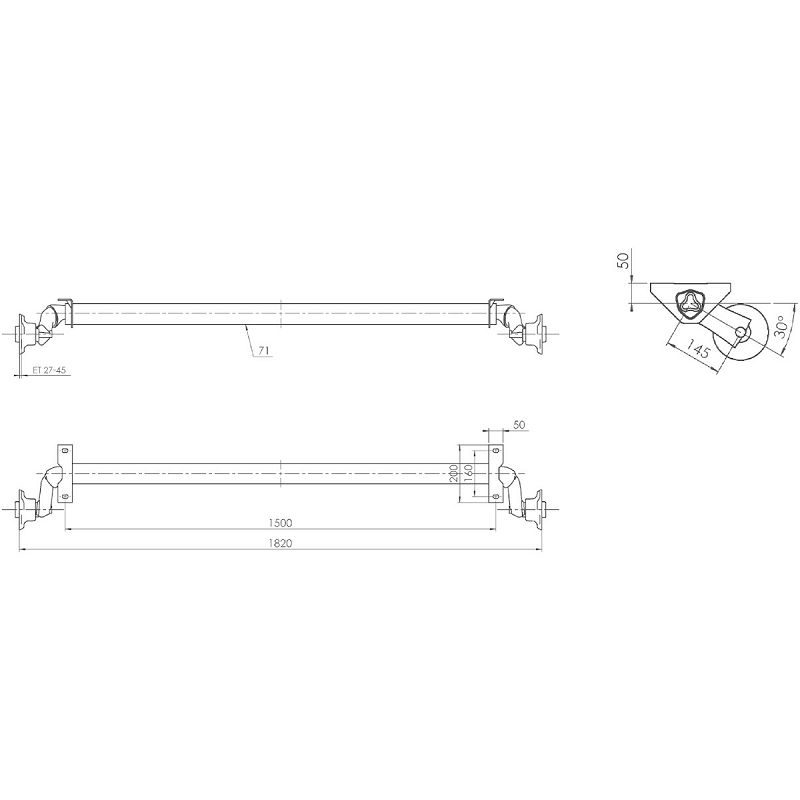 OSOVINA AL-KO 750 kg 1500/1820 mm 4x100