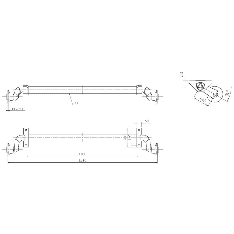 OSOVINA AL-KO 750 kg 1180/1560 mm 4x100