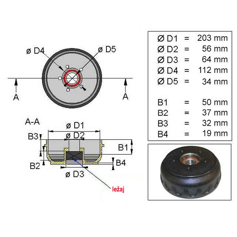 DOBOŠ KNOTT 203x40 5x112 Compact ležaj