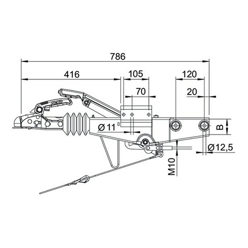 KOČNICA AL-KO 60S/2/AK161 kvadratno rudo 60 mm 450-750 kg