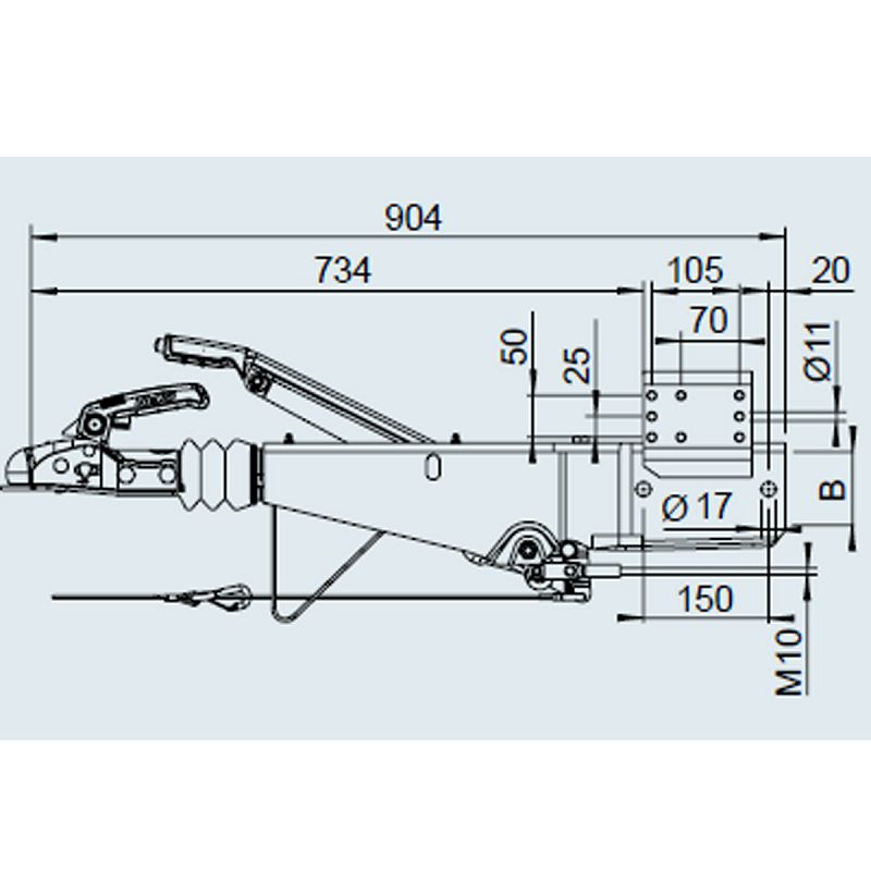 KOČNICA AL-KO 251S/AK270 2600 kg 100 mm kvadratno rudo