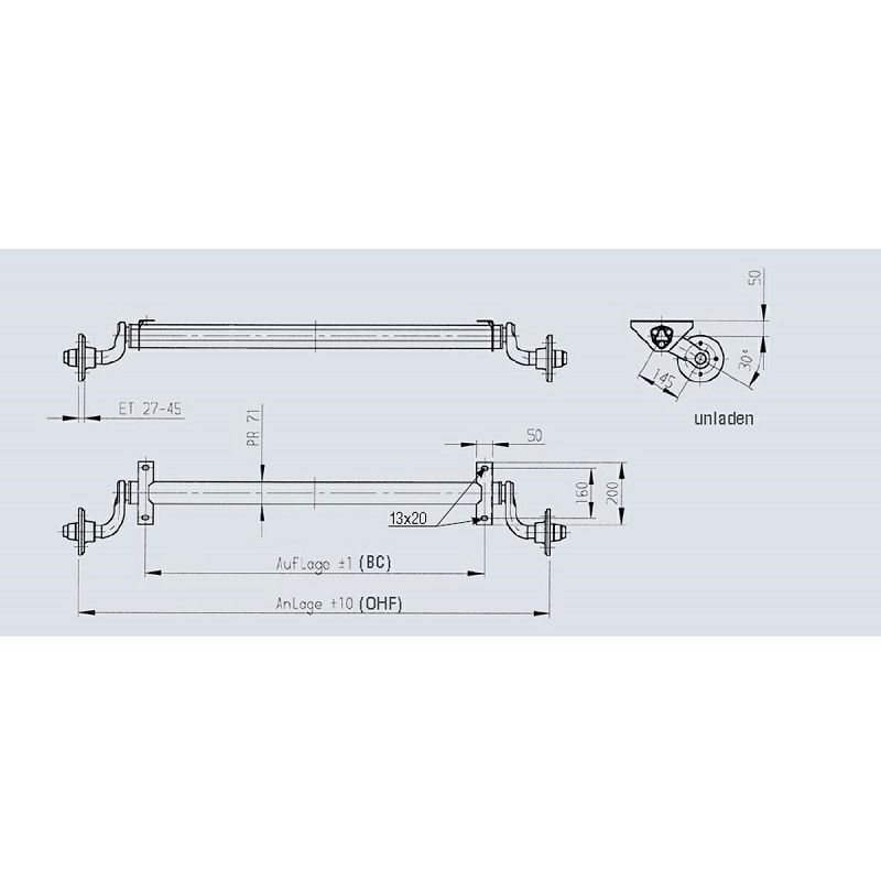 OSOVINA AL-KO 750 KG 1000/1430 mm 4x100