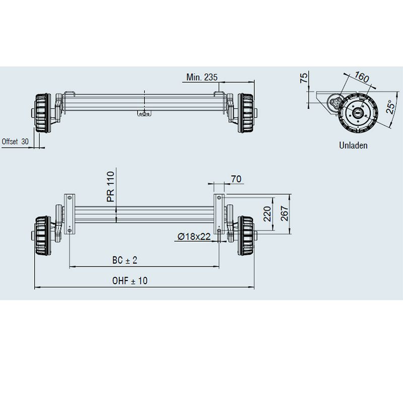 OSOVINA AL-KO 1800 kg 1800/2300 mm 5x112