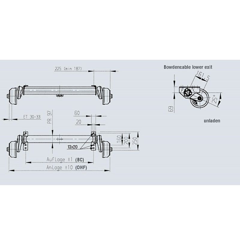 OSOVINA AL-KO 1350 kg 1400/1850 mm 5x112 stražnja